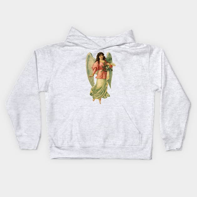 Victorian Christmas Angel Kids Hoodie by MasterpieceCafe